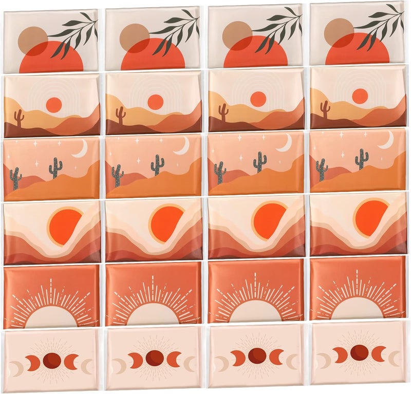 Geyee 24 Packs Travel Size Tissue Pocket Slim Pack Facial 3 Ply Wallet Size Pocket Tissues for Travel Wedding Party Favors, 6 Styles(Sun Scene) - Image 1